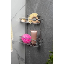 Banyo Köşe Rafı 2 Katlı Şampuanlık Duvara Monte Vidalı Çok Renkli