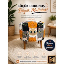 Diday Kedi Puf Trend Puf F Koltuk Puff Bench Dekoratif Bohem Doğal Gürgen Ayak Çocuk Odası Tabure Çok Renkli