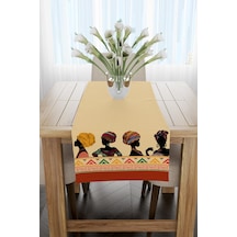 Renkli Etnik Afrika Kadın Figürlü Runner 40x140cm Yeşil