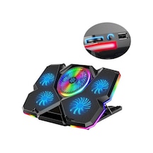 RGB Işıklı 5 Fanlı Notebook Soğutucu Mavi Ledli Telefon Tutuculu