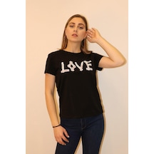 Rich Kadın Bisiklet Yaka T-shirt %100 Pamuk Tişört SIYAH Rich Kadın Bisiklet Yaka T-shirt %100 Pamuk Tişört SIYAH
