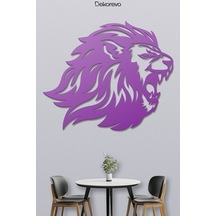 Yırtıcı Aslan Metal Duvar Tablosu - Metal Duvar Sanatı - Mor - 65 X 75 Cm