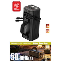 50000mah Powerbank 30w Pd 22.5w Qc Hızlı Şarj Dahili Usb-c Lightning Kablolu Led Fenerli Taşınabilir Şarj Cihazı