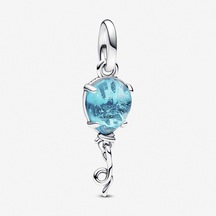 Nur Silver Mavi Murano Cam Balon Sallantılı Gümüş Charm - NUR-CM00385