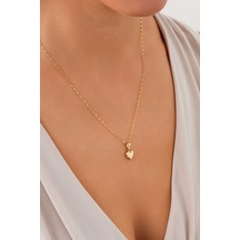 14 Ayar Altın Bombeli Kalp Kolye Sarı