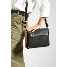 Just Polo Kadın Bol Gözlü Ayarlanabilir Askılı Şık Omuz Çantası Shoulder Bag Siyah Taba
