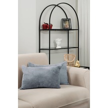 Çift Tarafı Wellsoft Kumaş 2'li 35x55 Cm Hediyelik Dekoratif Pelüş Kırlent Kılıfı Yastık Kılıfı Gri Diğer