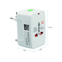 Akım Korumalı Çevirici Dönüştürme Seyahat Adaptörü Ve 2 Usb Çıkış