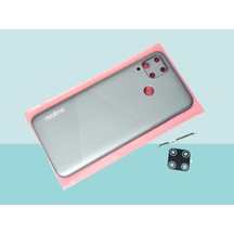Tkgz - Oppo C15 Full Kasa Arka Kapak Batarya Kapağı - Gri Çok Renkli