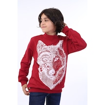 Toontoy Kids Toontoy Erkek Çocuk Kurt Baskılı Sweatshirt Bordo