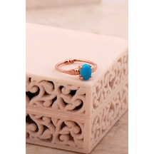 Firuze Rose Gümüş Tasarım Yüzük 5787 Gümüş