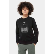 Tshirthane Mike Tyson The Baddest Boks Baskılı Unisex Çocuk Siyah Sweatshirt Siyah