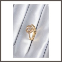 Bezos Pirinç Gold Renk Zirkon Taşlı Kalp Charm Model Kadın Yüzük Nxrlvng 14426155