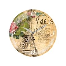 Vintage Paris Vintage Çap 30cm Sessiz Akar Bombeli Gerçek Cam Duvar Saati Siyah