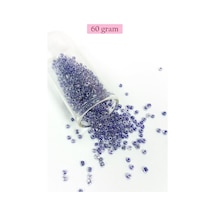 Dökme Cam Kum Boncuk 8/0 3 Mm - 60 Gram - Şeffaf Mor Beyaz - Bnc222 Diğer