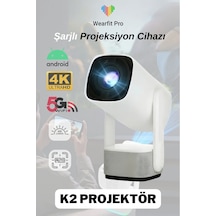 Wearfitpro K2 Powerbank Şarjlı 4k Çözünürlük Android Projeksyion Cihazı 5g Wifi Destekli Full Hd Projektör