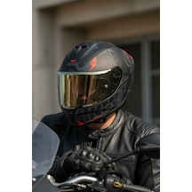 Gıvı 50.x Bones Kırmızı  1 Renkli 1 Şeffaf Vizörlü Motosiklet Kask Gold Vizör + Şeffaf