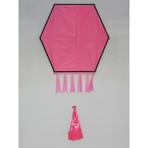 Kumaş Çerçeveli Altıgen Uçurtma - Düz Renk(Pembe)