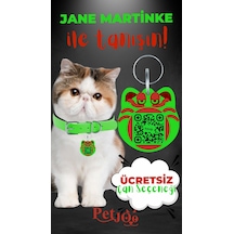 Petjoo 5.Jane Martinke Kırmızı-Yeşil Qr'lı Kedi Künyesi