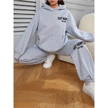 Gri East Hampton Baskılı Kapüşonlu Sweatshirt Ve Eşofman Altı Eşofman Takımı Gri