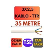 Öznur 3x2,5 Ttr Kablo Metre Seçenekli Beyaz - 35 Metre