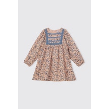 Panço Kız Bebek Pamuk Astarlı Somon Elbise 2621gb26016 Pembe