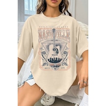 Uyguntarz Unisex Music City Baskılı Oversize Tshirt Bej