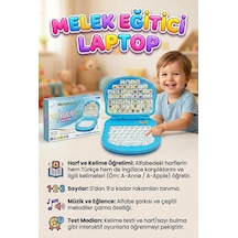 Melek Laptopum Sesli Müzikli Türkçe - İngilizce İnteraktif Alfabeyi Sayıları Öğreten Oyuncak Laptop 61275009