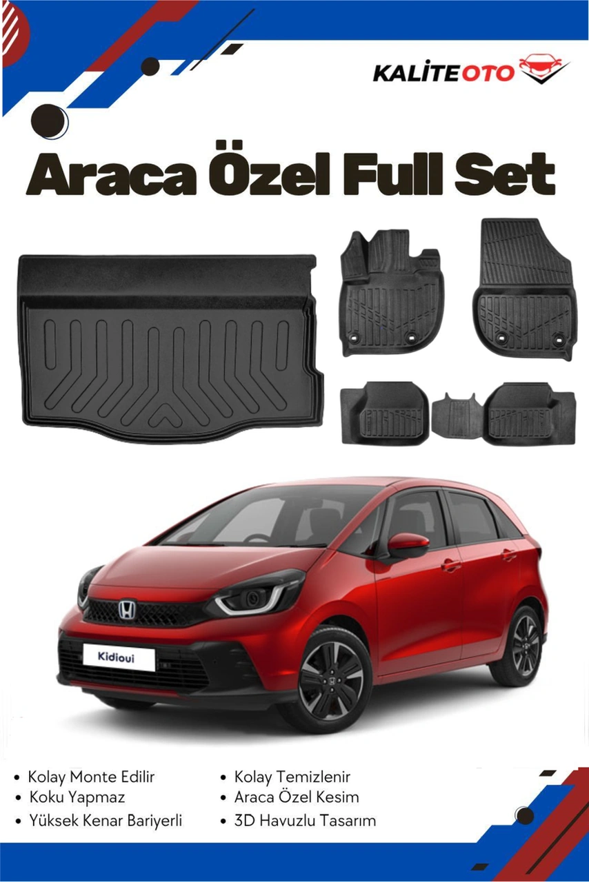 Honda Jazz Crosstar 2021-2022-2023-2024-2025 Model Yumuşak Paspas+bagaj Havuzu Seti