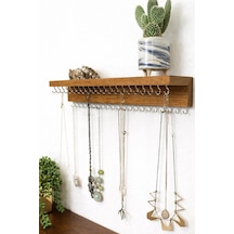 50cm 42kanca Kolye Asma Aparatı Kolye Askısı Metal Takı Standı Ahşap Duvar Askılık & Anahtarlık