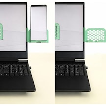 3d Baskı Monitor Telefon Tutucu - Petek Desenli Laptop Kenar Telefon Tutucu-mint Diğer