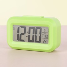 Mini Dijital Masa Saati Ve Çalar Saat Lcd Ekranlı, Tarih Ve Sıcaklık Göstergeli Alarm Saati 9 4,5 Cm - Yeşil