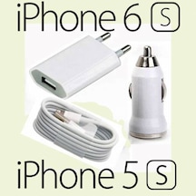 iPhone Uyumlu 6 6S 6 Plus Şarj Aleti Priz Duvar Araç Kablo Şarj Seti