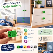 Tekli Blok Figürlü Dolap ve Çekmece Kulpu Çocuk Ve Genç Odaları İçin Mobilya Kulpu Düğme Tekli Yeşil