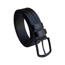 Süzer Deri Siyah Hakiki Deri Ortası Şerit Desenli Model 4 Cm. Genişlikli Spor Kemer // 400-42