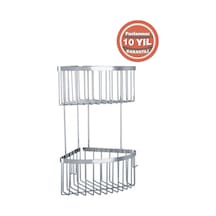 Çelik Banyo Derin Şampuanlık Paslanmaz Pirinç 2'li 19x19 Cm Şampuanlık Köşe Süngerlik Krom