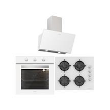 Silverline BO6503W01 - CS5349W01 - 3457 Soho 60 Beyaz Cam Ankastre Set