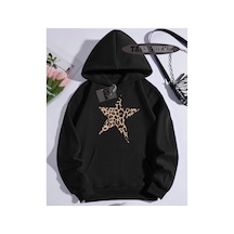 Tarzsokak Kapşonlu Sweatshirt Siyah Leopar Yıldız Özel Tasarım