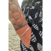 Unisex Urban Kararmaz Gümüş Çelik Bileklik Antrasit