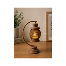 3d Dekoratif Retro Fener Gece Lambası Led Işıklı Masa Lambası 15 Cm Pla Dekoratif Aydınlatma Kahverengi