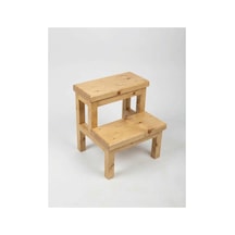 Ahşap 2 Basamaklı Tabure Merdiven - Çok Amaçlı Mutfak Ve Çocuk Taburesi - Ahşap Basamak 40x40 Cm Bej - 936653309 Bej
