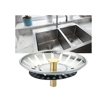 Paslanmaz Çelik Mutfak Evye Lavabo Süzgeci Lavabo Gideri Atık Gıda Tıpası 5580 Sarı
