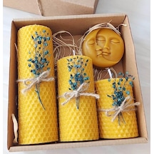 Dekoratif Doğal Petek Balmumu Mum Ay Ve Güneş Seti Bal Mumu Mum Hediyelik Beeswax Candle Diğer