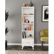 Kznhome Kartopu Çekmeceli Country Kitaplık Beyaz - Tamamı 1. Kalite Mdf