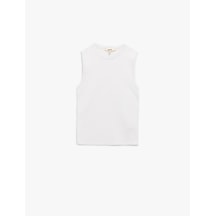 Koton Regular Fit Bisiklet Yaka Kolsuz Triko Bluz Ekru 6wak30003ht Ekru