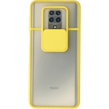 Redmi Note 9 Pro Kılıf Palm Buzlu Kamera Sürgülü Silikon - Sarı Düz Renkli