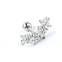 Zirkon Taşlı 925ayar Gümüş Çiçek Yay Tragus Kıkırdak Helix Piercing Gümüş