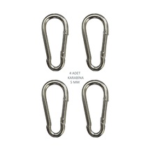 Galvanizli Karabina, 5 Mm, Askı, Çengel, Kanca, Anahtarlık 4 Adet