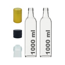 1000 Ml Şeffaf Maraska Yağdanlık Kapaklı Ve Kapüşonlu 1000 Cc Köşeli Cam Şişe 2 Adet Şeffaf / Şeffaf