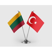 Litvanya Ve Türkiye Bayrağı İkili Saten Masa Bayrağı Takımı Diğer